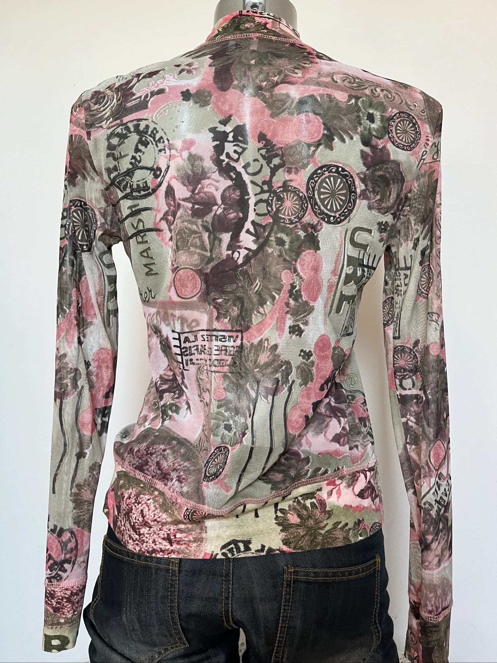 Top à zip en mesh transparent vintage graphique style militaire Y2K 🪖 2000s – photo 14